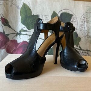 Nine West Black Leather Platform Shoes 9 M